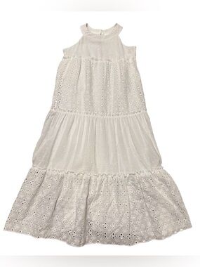 Lilt Cotton Swiss Dot & Lace Summer Spring Dress Girls Size Medium 7/8 White NEW